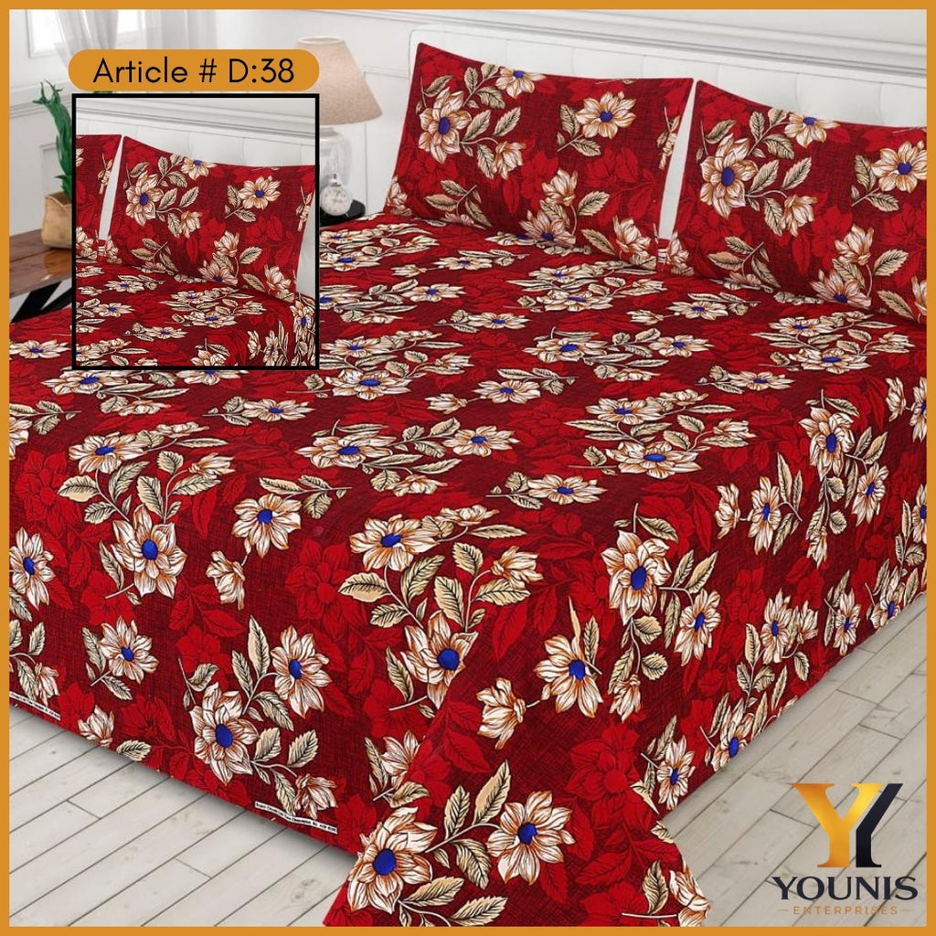 Red Golden Leaf Bedsheet – Article D38 - A Royal Bedroom Experience