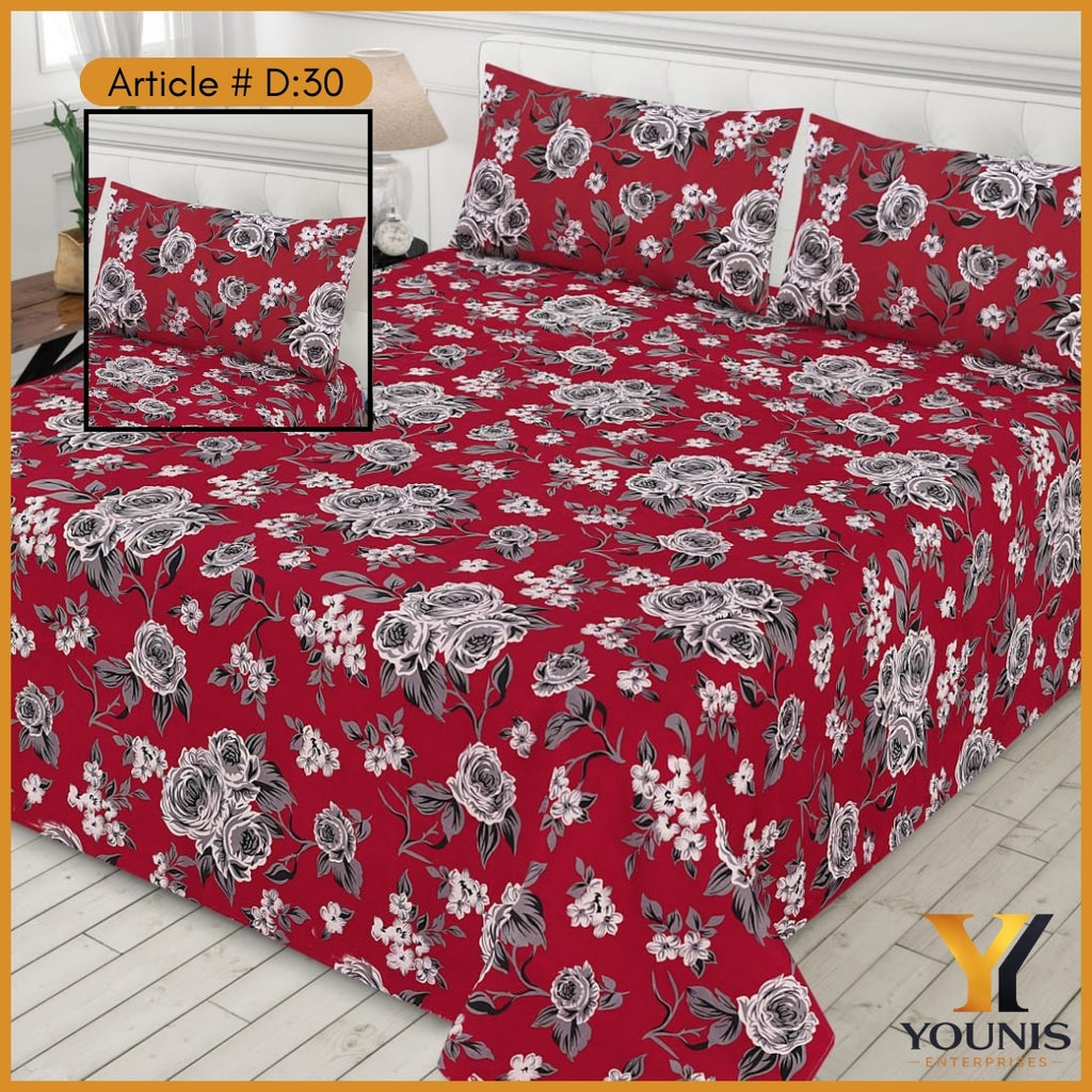 Crimson Floral Premium Bedsheet – Article D47 - Add Luxury to Your Room