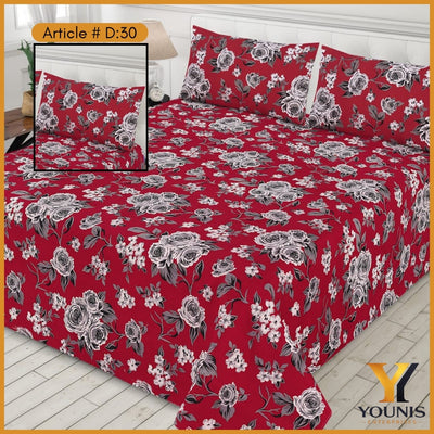 Crimson Floral Premium Bedsheet – Article D47 - Add Luxury to Your Room