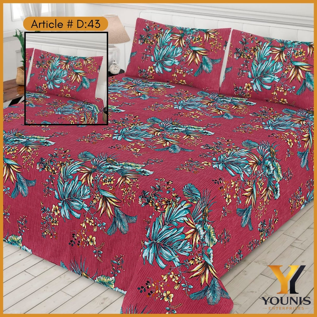 Peach Blue Floral Bedsheet – Article D43 - Fresh & Elegant Bedroom Look