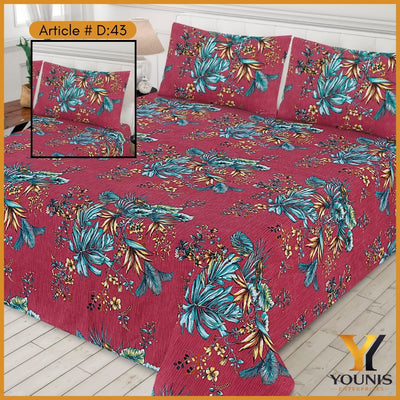 Peach Blue Floral Bedsheet – Article D43 - Fresh & Elegant Bedroom Look