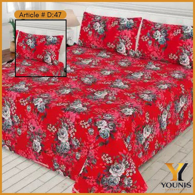 Red Grey Flower Bedsheet – Article D30 - Perfect Mix of Style & Comfort