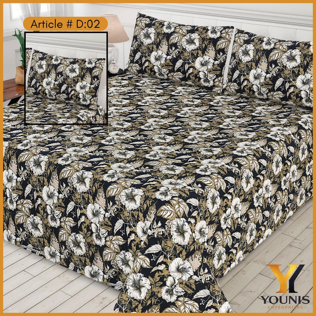 Classic Floral Cream Bedsheet – Article D02 - Perfect Blend of Comfort & Style