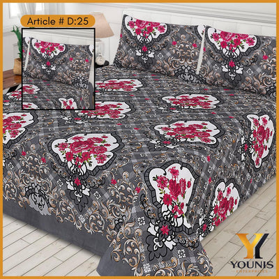 Grey Heart Floral Bedsheet – Article D25 - Comfort Meets Modern Design