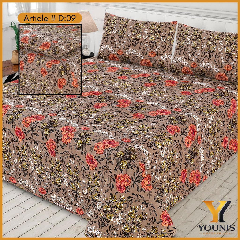 Vintage Brown Floral Bedsheet – Article D09 - Classic Style for Cozy Nights