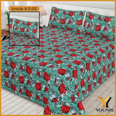 Turquoise Rose Floral Bedsheet – Article D05 - Bright & Beautiful Bedding